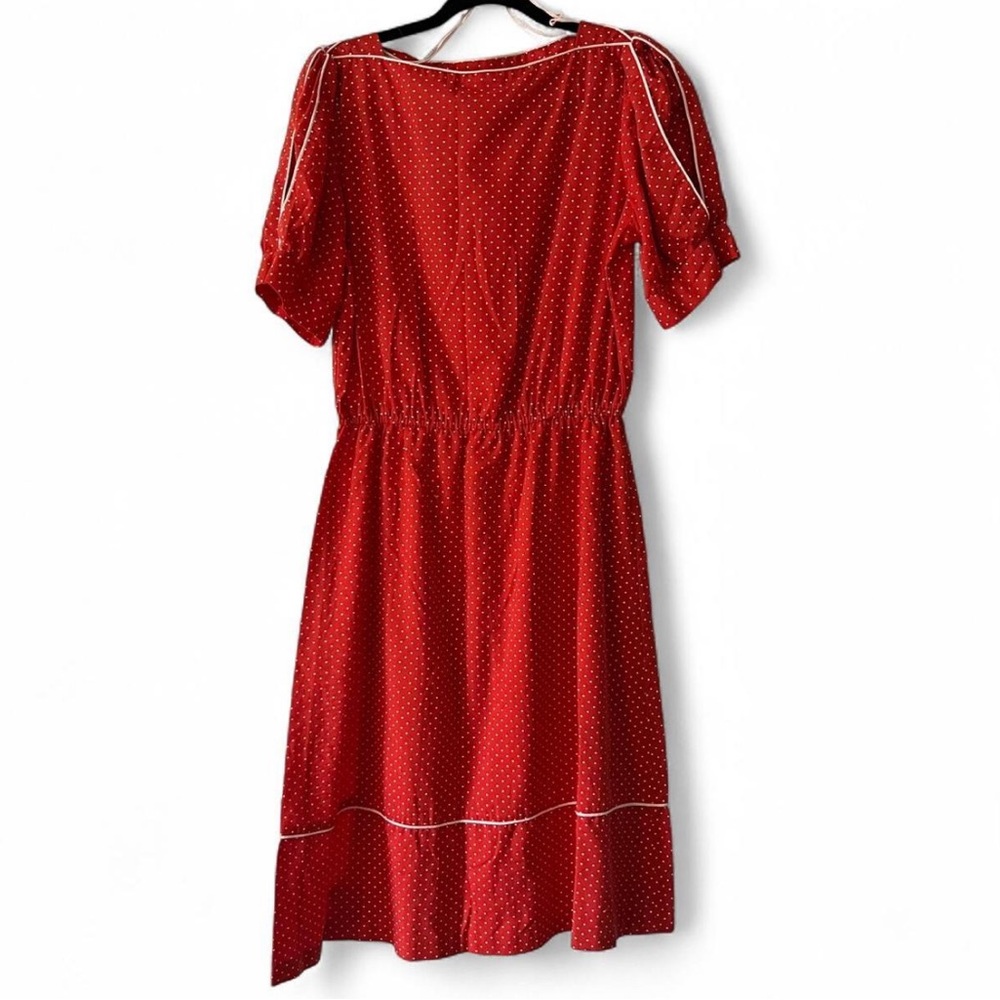 Vintage JCPenny Red Polka Dot Dress, Boat Neck